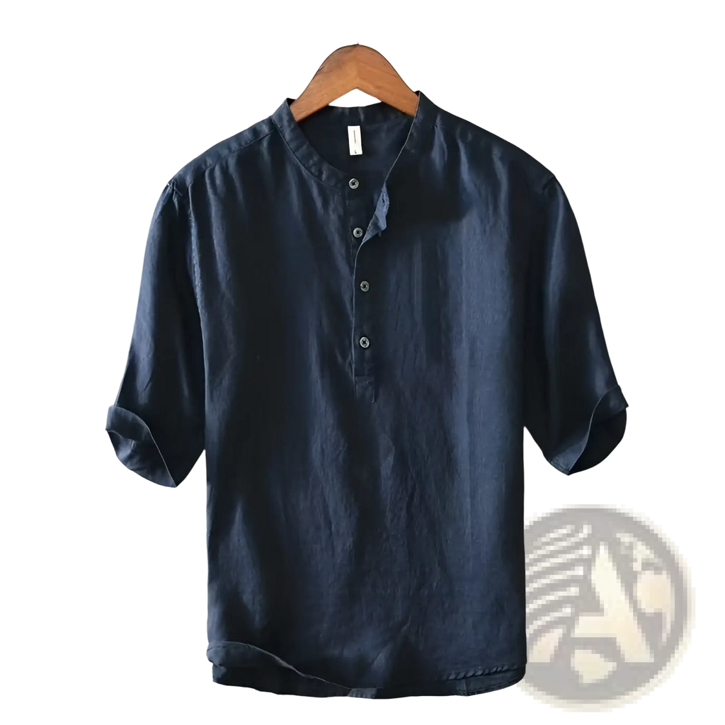 Retro Japanese Style Loose Linen Mandarin Collar Shirt