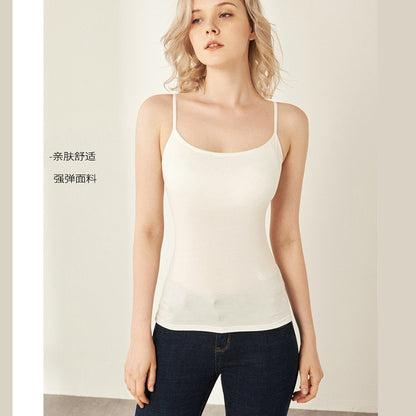2022 Women Camisole Tops with Built In Bra Neck Vest Padded Slim